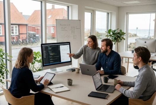 Skandinavisk team arbejder med webdesign og digitale dashboards i allinge-sandvig