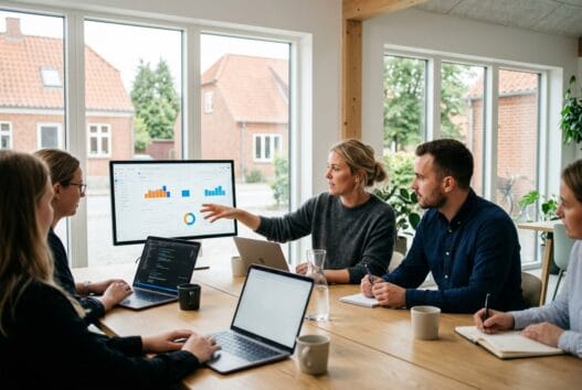 Dansk webbureau i Båring med team, der arbejder med digitale løsninger og data på kontoret