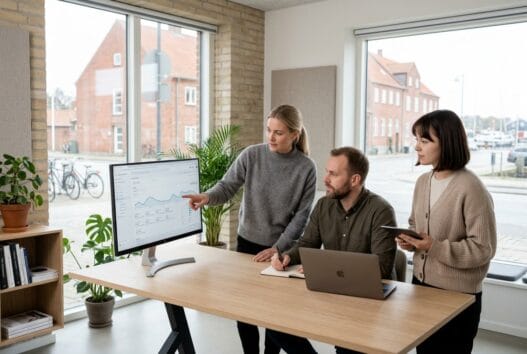 Moderne kontormiljø med dansk webbureau i Bandholm og fokus på digitalt arbejde