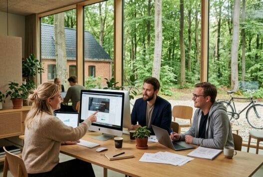 Webbureau i bøgeskov med danske medarbejdere, der arbejder med digitale løsninger og data