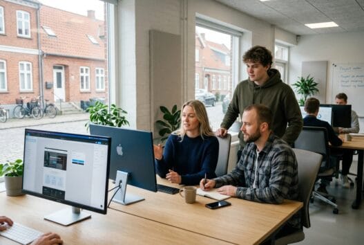 Moderne webbureau i Bogense med dansk team, der arbejder med design, SEO og digitale dashboards
