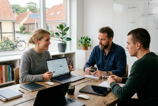 Moderne webbureau i borum med dansk team, der arbejder med design, kode og digitale dashboards