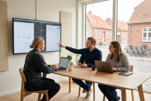 Moderne webbureau i Brørup med team, der arbejder med digitalt design og SEO