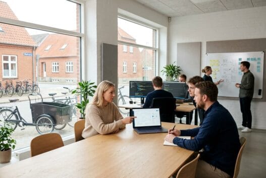 Skandinavisk team arbejder med webdesign og SEO på kontor i Døstrup (9500)