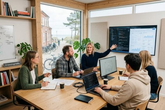 Skandinavisk team arbejder med webdesign og digitale dashboards i Dronningmølle