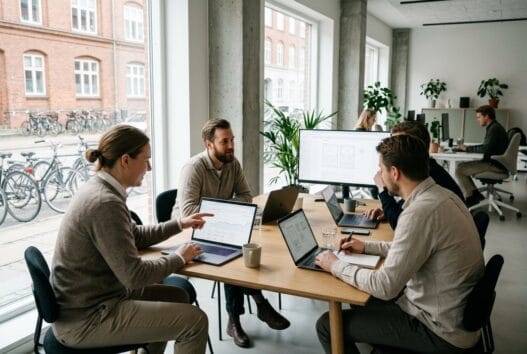 Dansk webbureau i ejsing arbejder med digital strategi ved computere