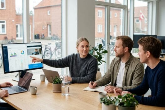 Moderne webbureau i Eskebjerg med dansk team, der arbejder med design, kode og digitale løsninger