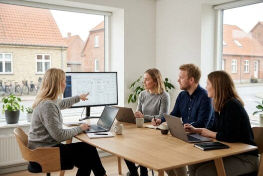 Dansk webbureau i Fandrup arbejder med design, kode og digital strategi i lyst kontormiljø