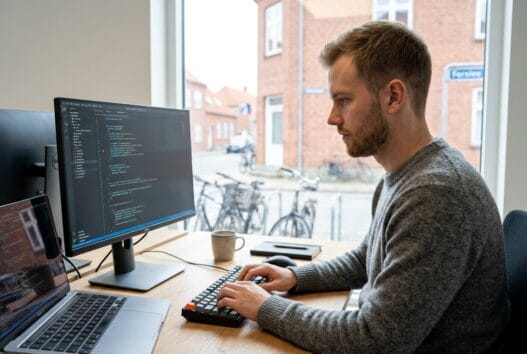 Dansk webbureau-team arbejder med digitale løsninger i ferslev (9230) på moderne kontor