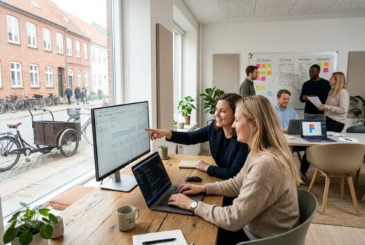 Moderne kontor med danske webspecialister, der arbejder med SEO og digital markedsføring i følle