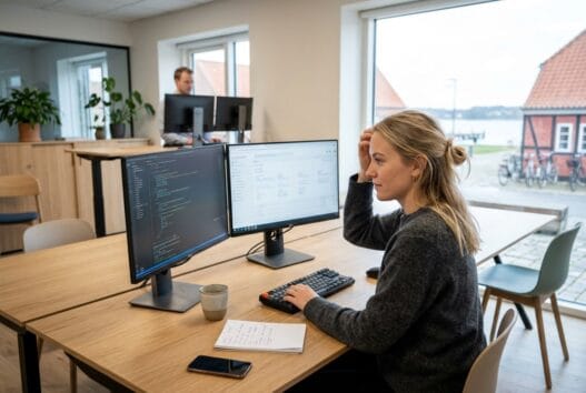 Skandinavisk team arbejder med digital strategi på kontor i Frederikssund