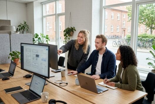 Moderne webbureau i gjerlev med dansk team, der arbejder med digital strategi og skærme