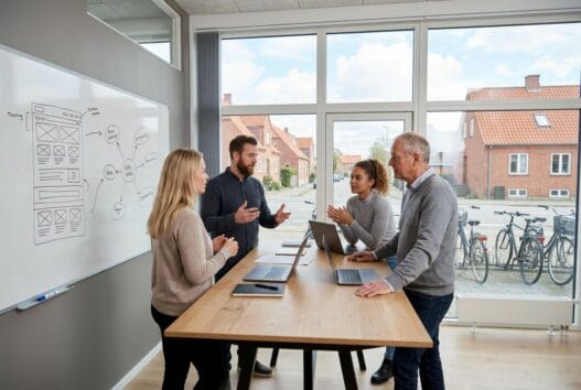 Skandinavisk webbureau i Glesborg med team, der arbejder med design, kode og digitale dashboards