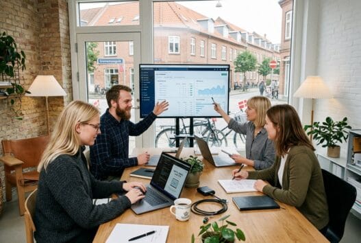 Moderne webbureau i Grønnemose med team ved computer og digitale dashboards