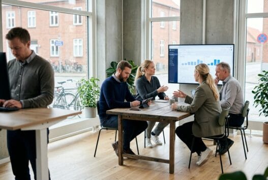Moderne webbureau i Herning med dansk team, der arbejder med digital strategi og skærme