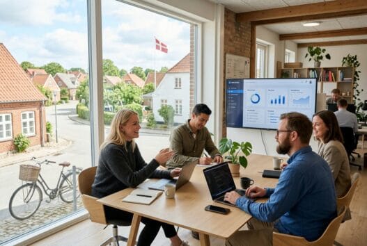 Dansk team arbejder med webdesign og SEO på kontor i horne (5600)