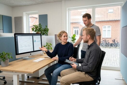 Dansk webbureau i horne (6800) med team, der arbejder med digitale løsninger ved computer