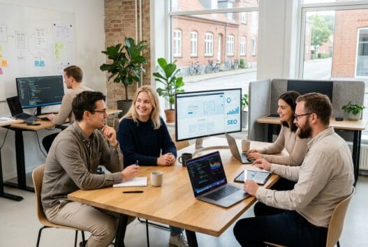 Moderne webbureau i horsens med dansk team, der arbejder med digitale løsninger på kontor