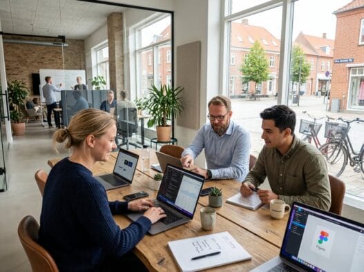 Dansk webbureau i Ikast med team der arbejder med digital strategi og data på kontor