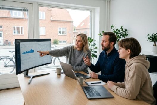 Moderne webbureau i Kruså med dansk team, der arbejder med design, kode og digitale dashboards