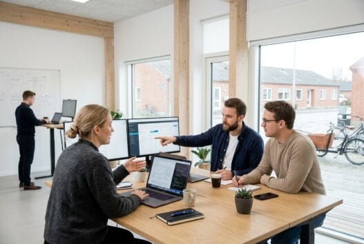 Skandinavisk webbureau-team arbejder med design og data i lem (6940)