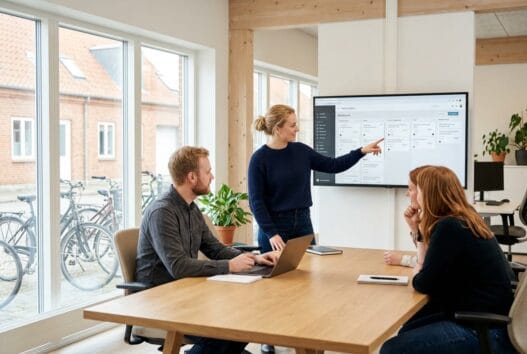 Skandinavisk team arbejder med digitale løsninger på kontor i lem (8930)