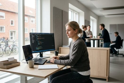 Moderne kontor med dansk team, der arbejder med webdesign og SEO i Lundby (9240)