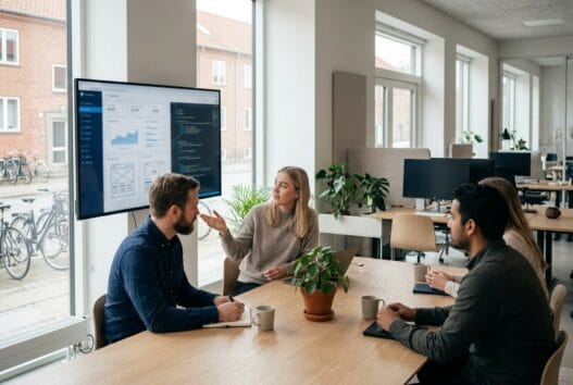 Dansk webteam arbejder med design og digitale løsninger i lysabild