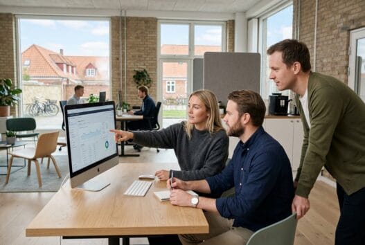 Moderne webbureau i Nimtofte med team, der arbejder med design, SEO og digitale løsninger