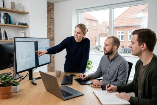 Skandinavisk webbureau i Nørre Kongerslev med team, der arbejder med digitale løsninger ved computer