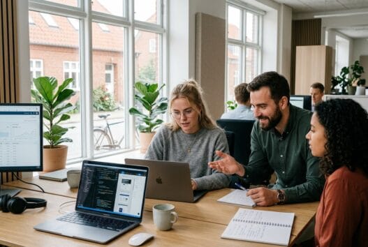 Danskt webbureau i nybøl arbejder med design og digitale løsninger i et lyst kontormiljø