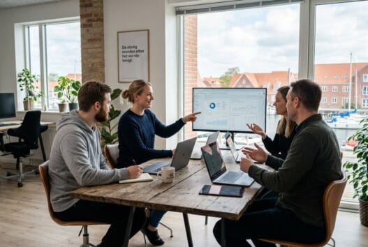 Skandinavisk webbureau i nykøbing falster med team, der arbejder med digitale løsninger ved computere