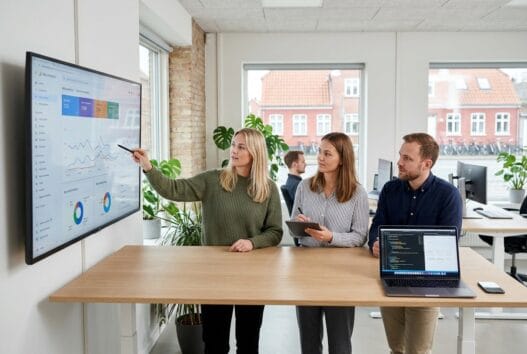 Skandinavisk webbureau i nykøbing sjælland med team, der arbejder med design og digitale dashboards