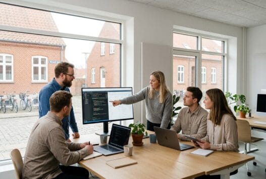 Dansk webbureau i Nylars med team der arbejder med digitale løsninger ved computere
