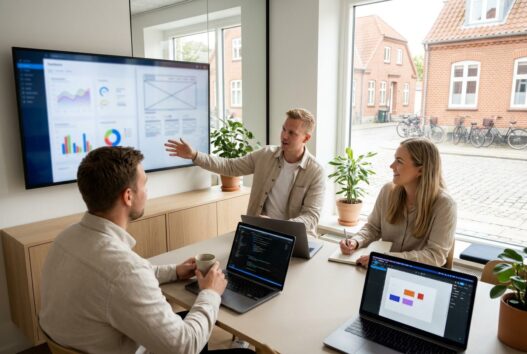 Moderne webbureau i Odder med dansk team, der arbejder med design, kode og digitale dashboards