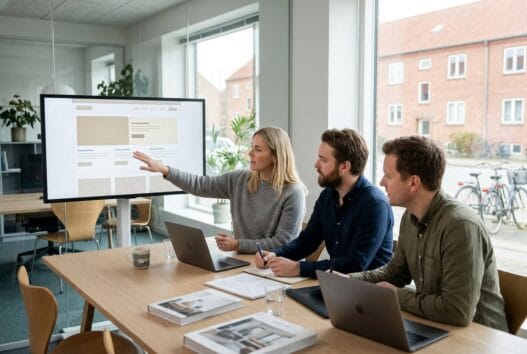 Dansk team arbejder med webdesign og digitale dashboards i ørum (9320)