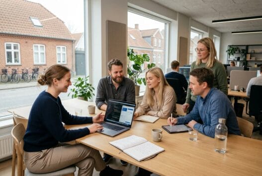 Dansk webbureau arbejder med digitale løsninger i øster højst i et moderne kontormiljø
