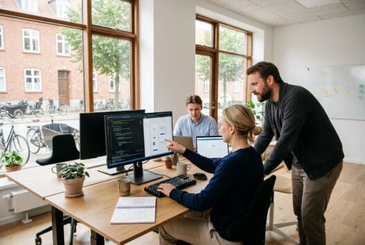 Moderne webbureau i Østrup med dansk team, der arbejder med design, kode og digitale løsninger