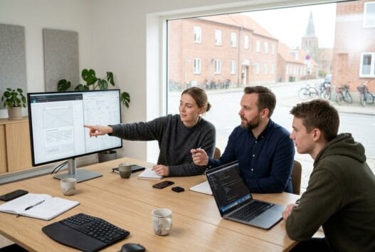 Moderne webbureau i Ormslev med skandinavisk team, der arbejder med design og digitale løsninger