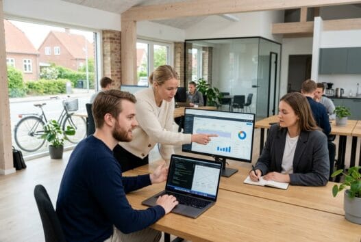 Moderne webbureau i Rakkeby med danske medarbejdere, der arbejder med digitalt design og data