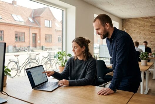 Skandinavisk webbureau i Skægkær med team, der arbejder med digital strategi og dashboards