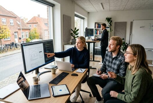 Dansk webteam arbejder med digitale løsninger på kontor i Sønder Jernløse