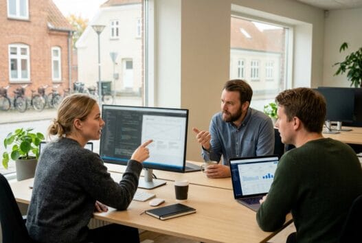 Skandinavisk team arbejder med webdesign og digitale dashboards i sønder onsild stationsby