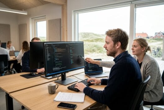 Dansk webteam arbejder med digitale løsninger på kontor i sønder rubjerg