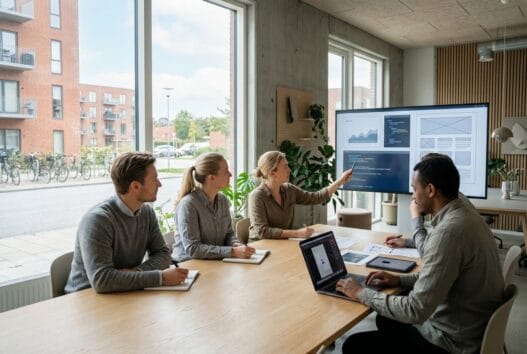 Moderne webbureau i Solrød Strand med team, der arbejder med digital strategi og design