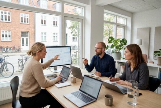 Moderne webbureau i sundby (4800) med dansk team, der arbejder med digitale løsninger ved computere