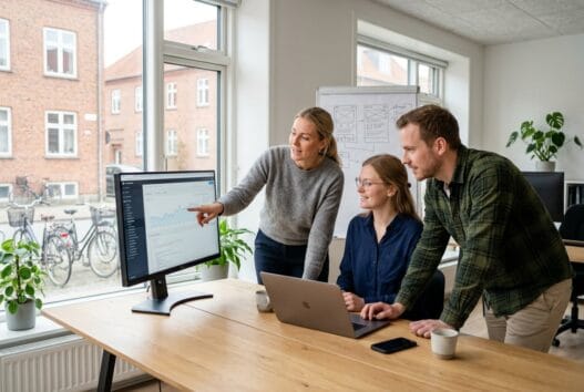 Dansk webbureau i Teestrup med team, der arbejder med design, kode og digitale dashboards