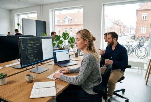 Moderne webbureau i todbjerg med skandinavisk team, der arbejder med design, kode og digitale dashboards