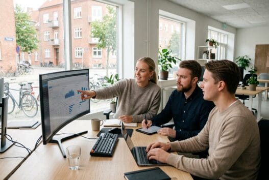 Dansk team arbejder med webdesign og digitale dashboards i tødsø