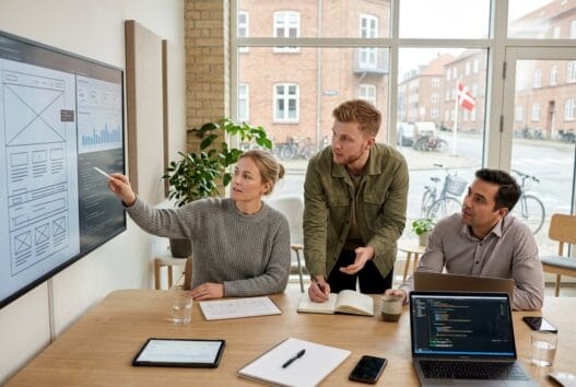 Skandinavisk webbureau i tullebølle med team, der arbejder med design, kode og digitale analyser
